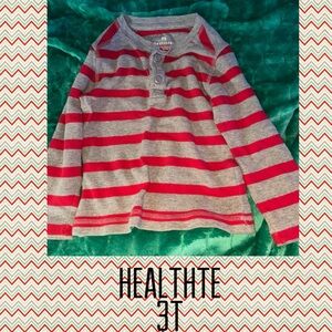 Healthtex Kids Long Sleeve Red and Gray Striped Tee